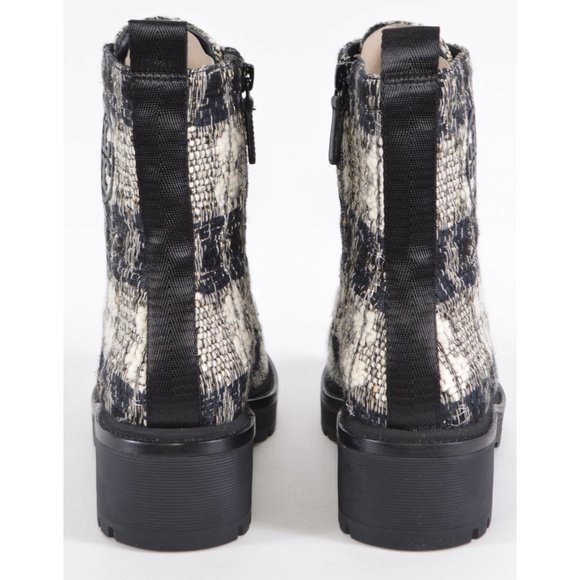 New Tory Burch MILLER Lug Sole Tweed Leather 50 mm Bootie Combat Boots - Picture 6 of 13